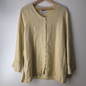 Flax Linen Button Down Long Sleeve Tunic Top Size Medium